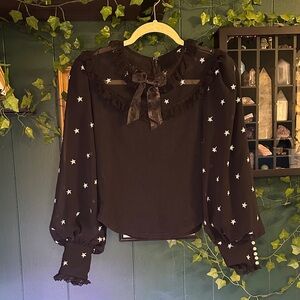 Romantic wishes at midnight - Long Sleeve Starry Lolita Blouse